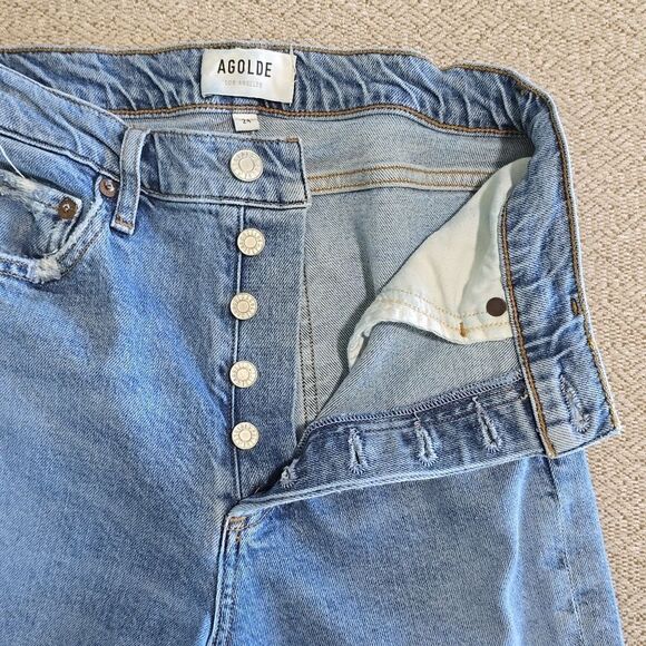 Agolde Nico High Rise Slim A093D-3002 Distressed Button fly Jeans - Size 24 - Picture 4 of 13